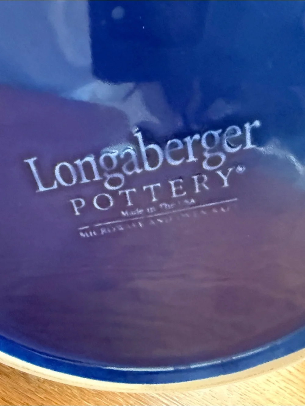 Longaberger Deep Blue Eagle Embossed Ceramic casserole dish
